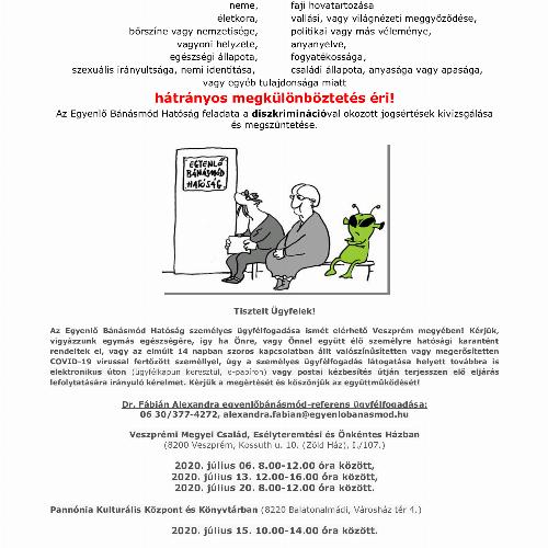 Veszprém - Egyenlő bánásmód ügyfélfogadás